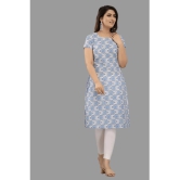 Frionkandy - Light Blue Cotton Womens Straight Kurti ( Pack of 1 ) - None