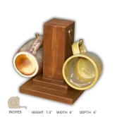 BARISH - Mug Holder (2 Mugs) | Table Top Wooden Cup Holder with 2 Hooks | Handcrafted with Rubberwood | Stand for Coffee Mugs