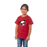 Girls Cotton Panda Glass Half Sleeve TShirt (Maroon) PID41490