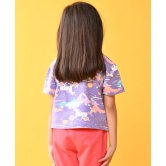 SUMMER UNICORN PLANET GIRLS SHORTS SLEEVE T-SHIRT - PURPLE-7-8 YEARS / 1N / PURPLE