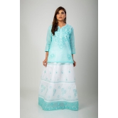 Ladies New Fashion Hand Chikankari Skirt Top