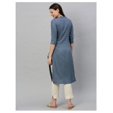 Alena Blue Rayon Straight Kurti - XXL