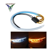 Kozdiko 60 CM Flexible White Daytime Running Light For Cars with Matrix Yellow Indicator with Turn Sequential Flow (60 cm, Set of 2 Pieces) ForMaruti Suzuki Old Swift