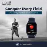 Croma Squad TS Smartwatch with Bluetooth Calling (46.9mm LCD Display, IP68 Water Resistant, Black Strap)