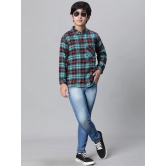 Oxolloxo Boys Relaxed Buffalo Tartan Checked Band Collar Cotton Casual Shirt