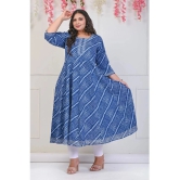 Swasti Cotton Blend Printed Anarkali Womens Kurti - Blue ( Pack of 1 ) - None