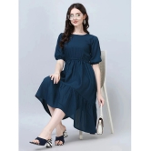 JASH CREATION Rayon Solid Knee Length Womens Fit & Flare Dress - Blue ( Pack of 1 ) - None