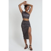 Mosaic One-shoulder Top-Bougie Brown / S