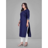 Parastri Cotton Printed Straight Womens Kurti - Blue ( Pack of 1 ) - None