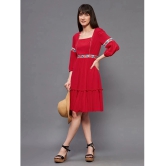 Miss Chase Rayon Solid Above Knee Womens Fit & Flare Dress - Red ( Pack of 1 ) - None