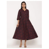 miravan Maroon Cotton Anarkali Kurti - L