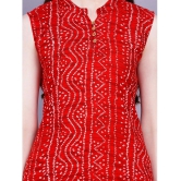 HIGHLIGHT FASHION EXPORT Rayon Printed Straight Womens Kurti - Red ( Pack of 1 ) - None