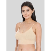 ILRASO - Beige Cotton Blend Removable Padding Women's Sports Bra ( Pack of 1 ) - None