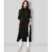 Janasya - Black Crepe Womens Front Slit Kurti ( Pack of 1 ) - XS