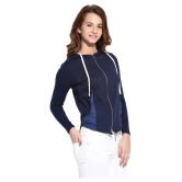 Campus Sutra Blue Cotton Quiltted Jackets - L