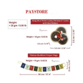 PAYSTORE Combo Of Feng Shui Three Lucky Chinese 2 Coins with Red Ribbon Decorative Showpiece - 5.5 cm