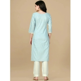 Glomee - Light Blue Cotton Blend Womens Straight Kurti ( Pack of 1 ) - None