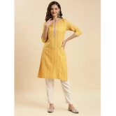 Rangita Women Yellow Rayon Printed Knee Length Straight Kurti - None