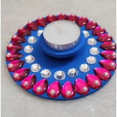 Elegant Blue and Pink Beaded Floating Candle Holder