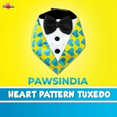 PawsIndia Heart Pattern Tuxedo Bandana With Black Bow For Pets-Small