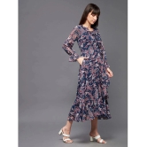 Miss Chase Polyester Printed Midi Womens Wrap Dress - Navy ( Pack of 1 ) - None