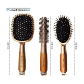 Majestique 3Pcs Hair Brush Set, Detangle Brush With Round Roller Hair Brush For Women Men Kids Girls