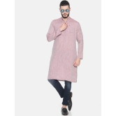 Men Maroon Hemp Long Kurta