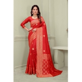 ofline selection - Red Cotton Blend Saree With Blouse Piece ( Pack of 1 ) - Red