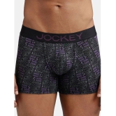 Jockey FP23 Men Super Combed Cotton Elastane Stretch Printed Trunk - Black & Plum - None