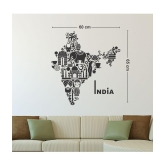 Asmi Collection Self Adhesive Indian Culture Map Wall Sticker ( 65 x 60 cms )