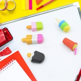 Stationary Kit Fancy & Stylish Colorful Erasers, Mini Eraser Creative Cute Novelty Eraser for Children Different Designs Eraser Set for Return Gift, Birthday Party, School Prize, Football & Icecr