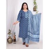 Swasti Cotton Printed Kurti With Palazzo Womens Stitched Salwar Suit - Blue ( Pack of 1 ) - None