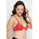 Clovia Pack of 1 Nylon Heavily Padded Womens Plunge Bra ( Red ) - None