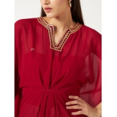 Pannkh - Red Georgette Womens Kaftan Kurti ( Pack of 1 ) - None