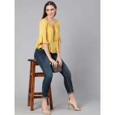 Oxolloxo Yellow Tie-Up Neck Ruffles Crepe Top