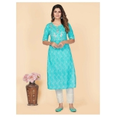 Vbuyz - Blue Cotton Blend Womens Straight Kurti ( Pack of 1 ) - L