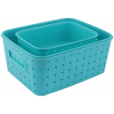 Vegetable & Fruit Plastic Basket Set (3 in 1)-Blue