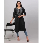 Alena Cotton Embroidered Straight Womens Kurti - Black ( Pack of 1 ) - None