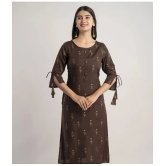 MAUKA - Brown Rayon Womens Straight Kurti ( Pack of 1 ) - None