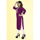 haya fashion - Magenta Rayon Women's Straight Kurti ( Pack of 1 ) - None