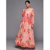 Varanga Georgette Printed Anarkali Womens Kurti - Pink ( Pack of 1 ) - None