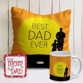 Indigifts Fathers Day Gifts Best Dad Ever Printed Orange Cushion Cover 12