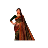 Badal Fashion Women's Cotton Printed Banarasi Silk Saree For Women With Fancy Blouse Piece Free Size (Pack Of 1)