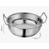 Stainless Steel Kadhai with Capsulated Induction bottom (SS Handle) with SS Lid. 3.5 L