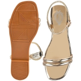 Shoetopia Embellished Backstrap Golden Flat Sandals For Girls - None