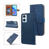 NBOX - Blue Artificial Leather Flip Cover Compatible For Oppo A96 ( Pack of 1 ) - Blue