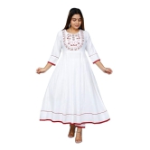 Monika Fashion Women Rayon Fabric Designer White Color Anarkali Kurta