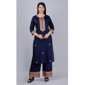 MAUKA - Blue Straight Rayon Women's Stitched Salwar Suit ( Pack of 1 ) - None