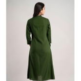 MAUKA - Green Rayon Women''s Front Slit Kurti ( Pack of 1 ) - None