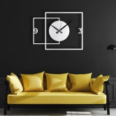 Zik Impex Double Square Shaped Metal Wall Clock for Living Room, Bedroom, Study Room, Office-Silver